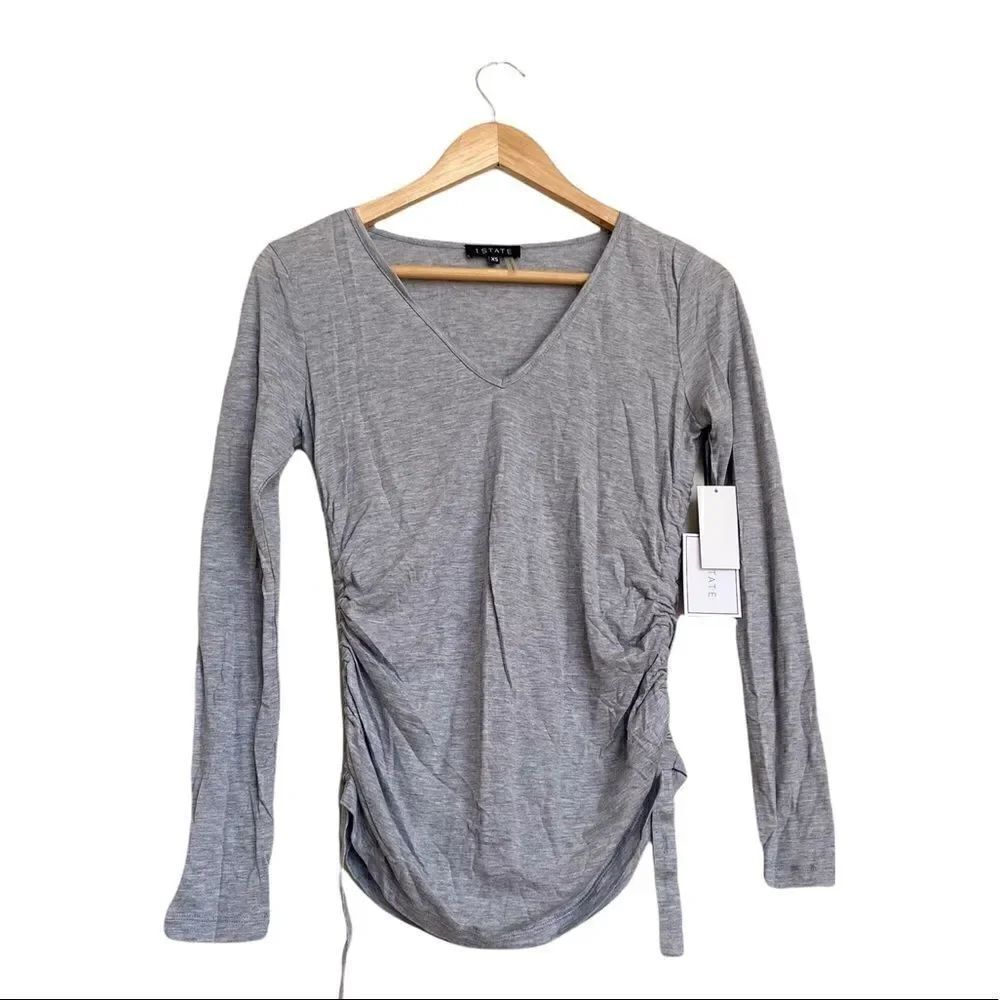 NWT Nordstrom 1.STATE Gray Long Sleeve Top XS